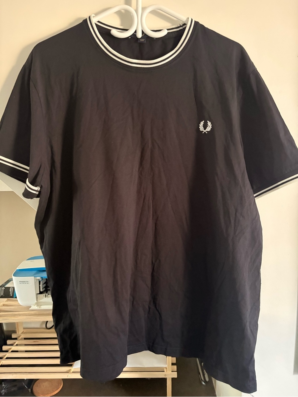 Fred Perry Black Tee with White Twin Tipping